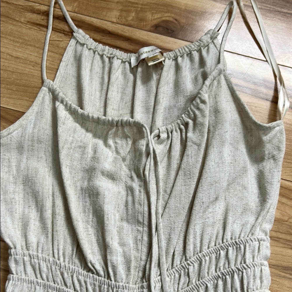 Elegant Cream linen blend Jumpsuit - Picture 3 of 4
